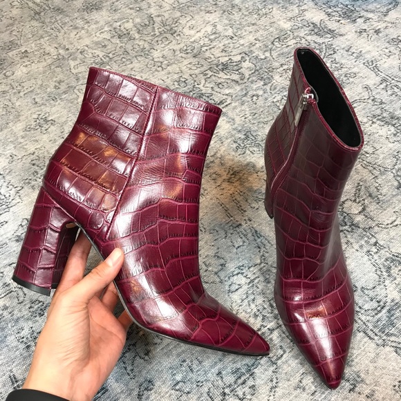 Burgundy Crocodile Bootie - Picture 2 of 10